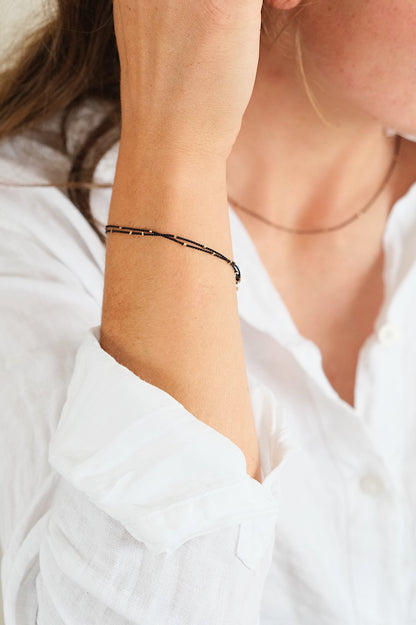 Echtgold Armband STARDUST - schwarz