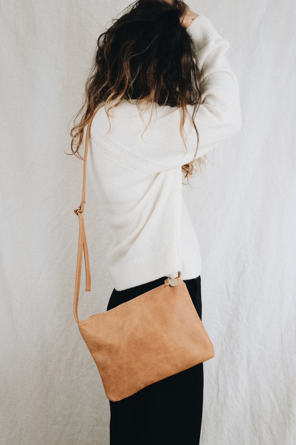 Sustainable leather crossbody bag AVA - black