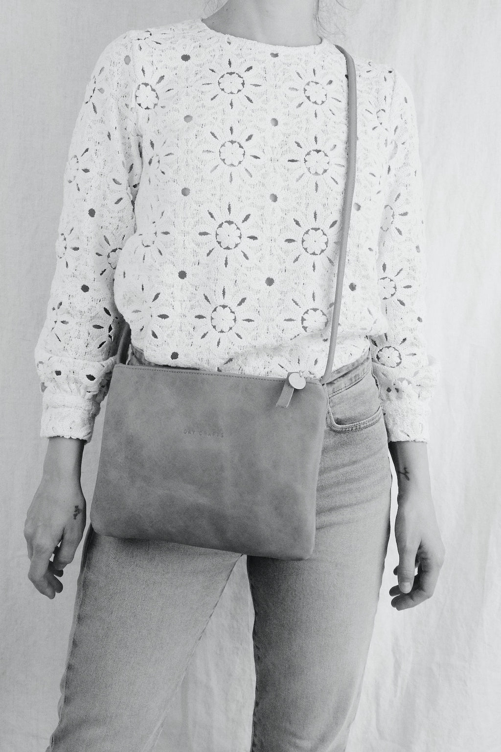 Sustainable leather crossbody bag AVA - black