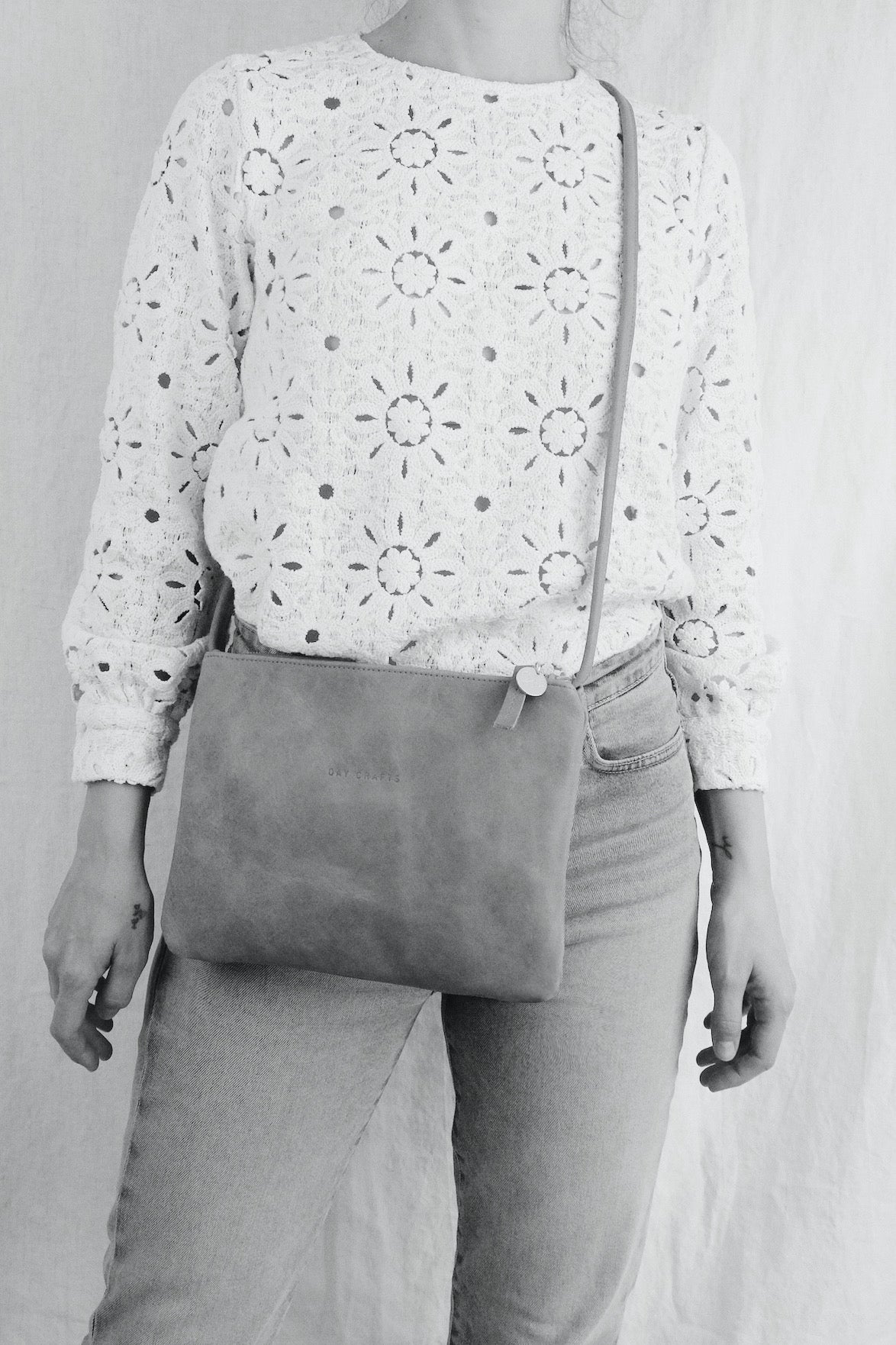Sustainable leather crossbody bag AVA - black