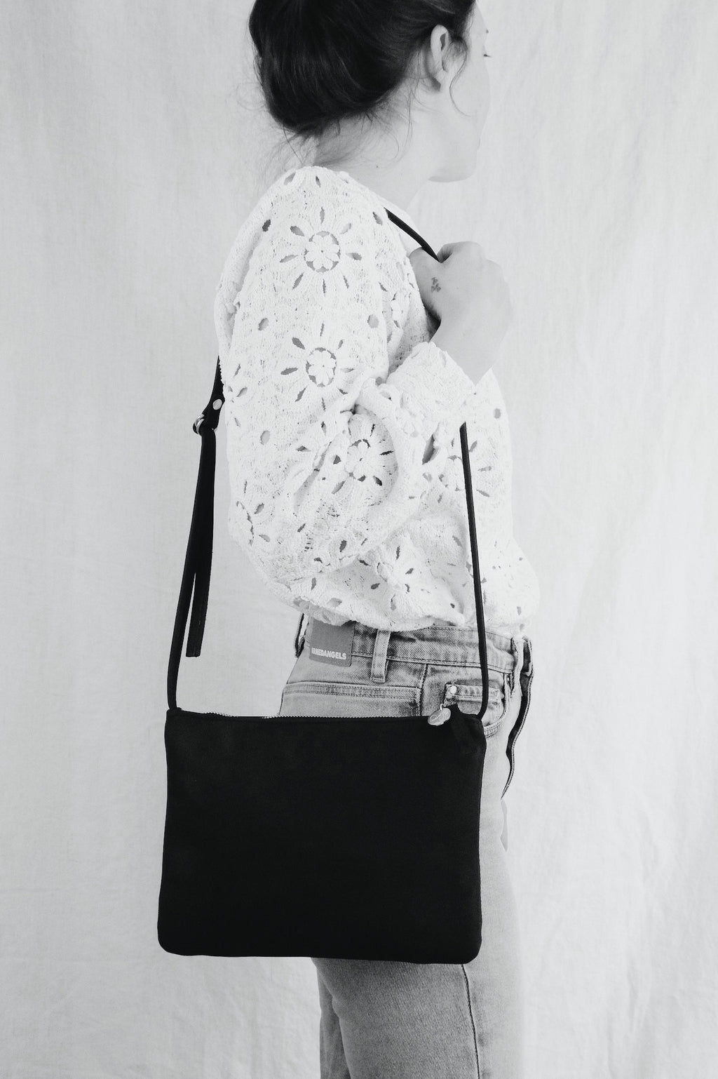 Sustainable leather crossbody bag AVA - black