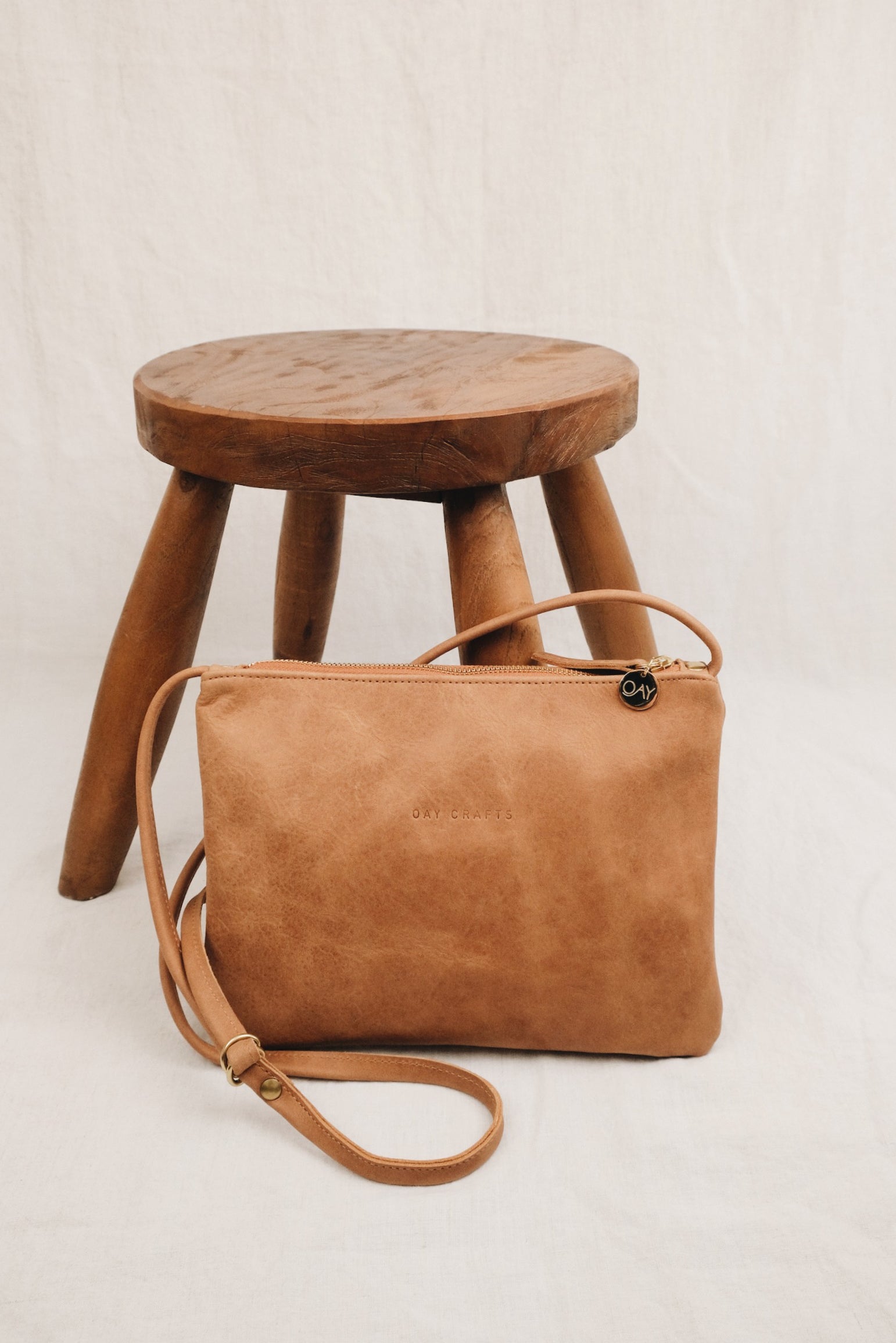 Sustainable leather crossbody bag AVA - black