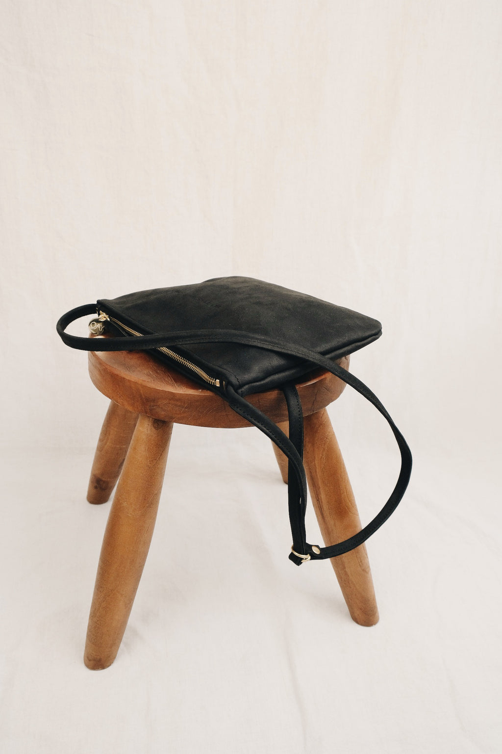 Sustainable leather crossbody bag AVA - black