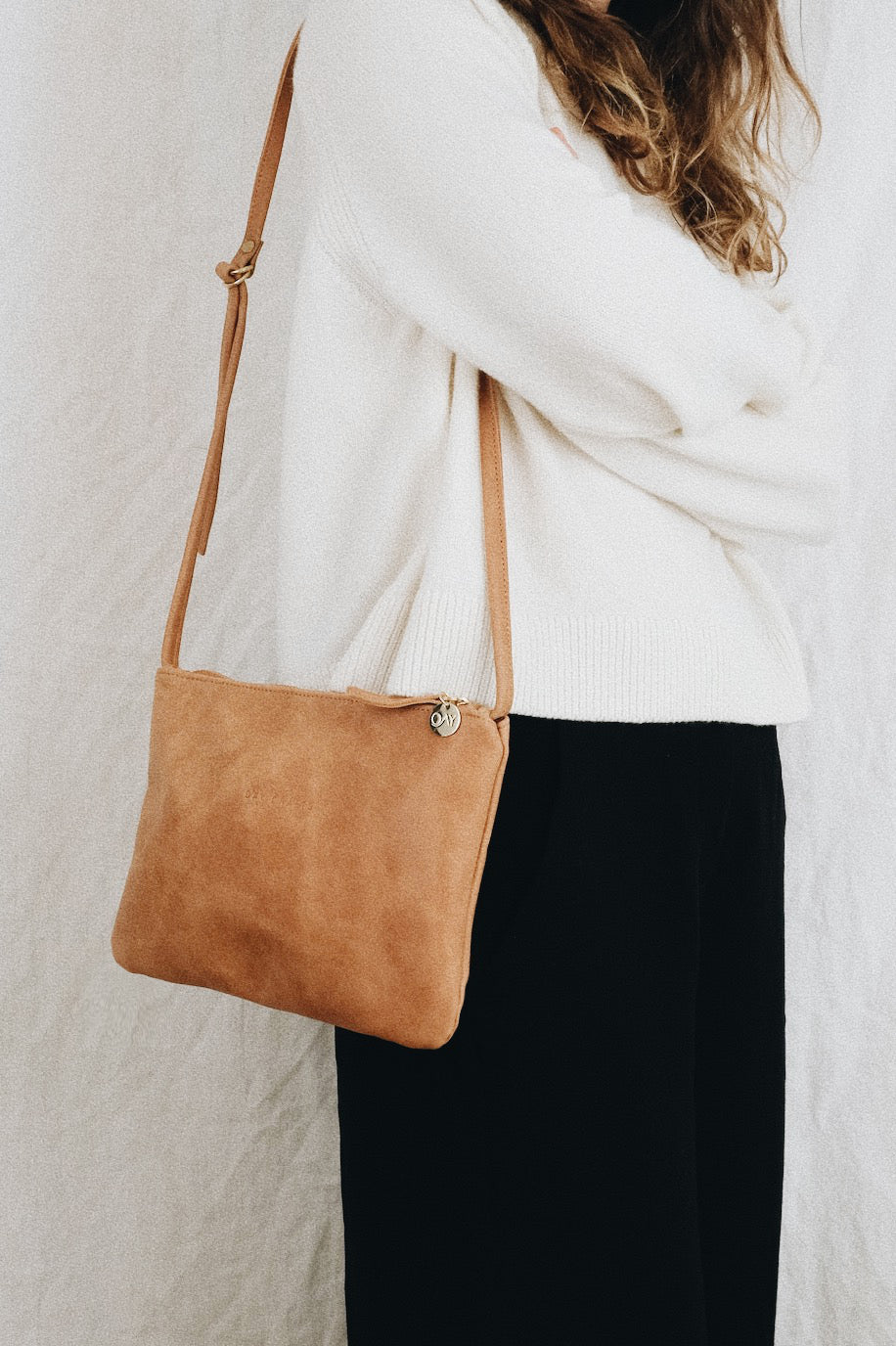 Sustainable leather crossbody bag AVA - black