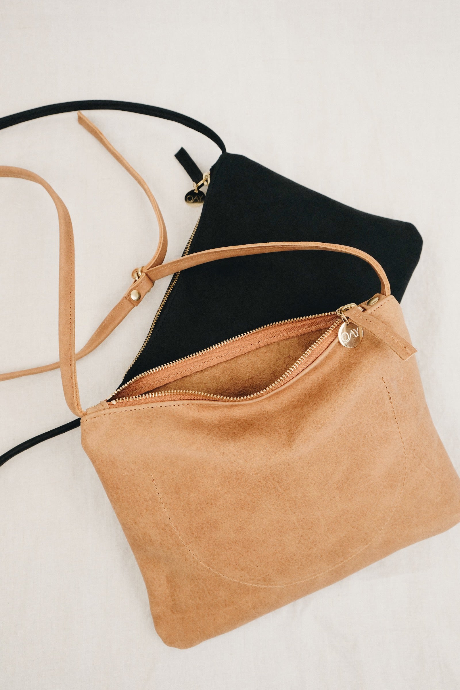 Sustainable leather crossbody bag AVA - black