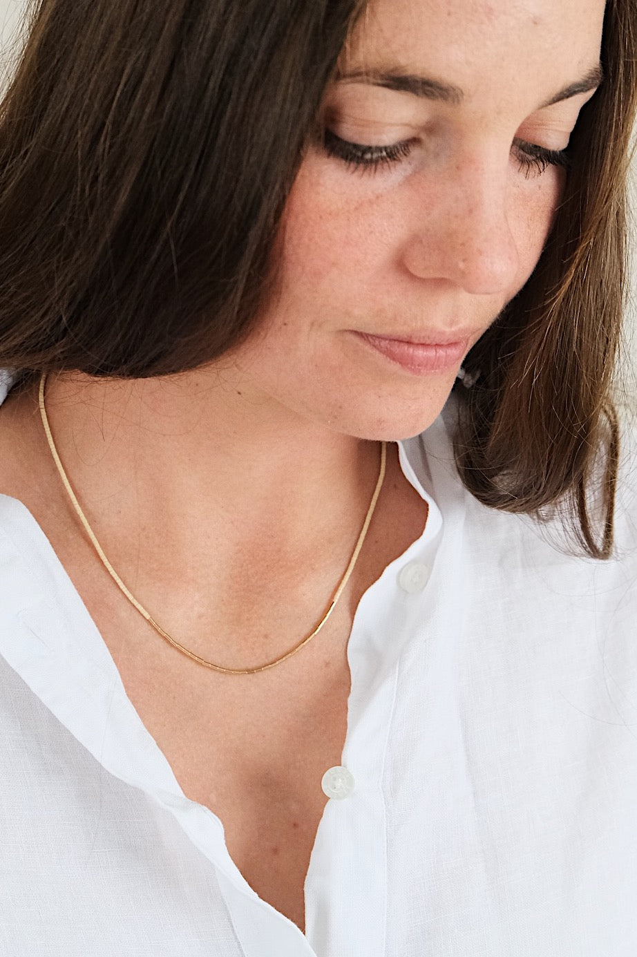 Echtgold Halskette SIREN - beige