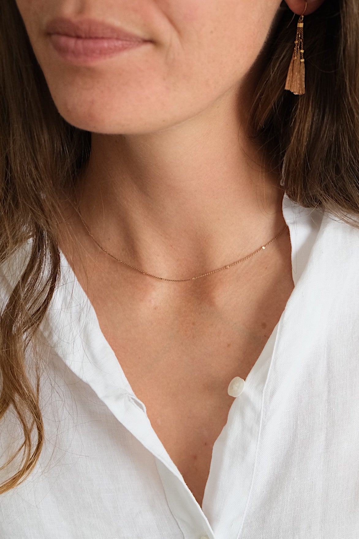 Echtgold Halskette STARDUST - braunbeige