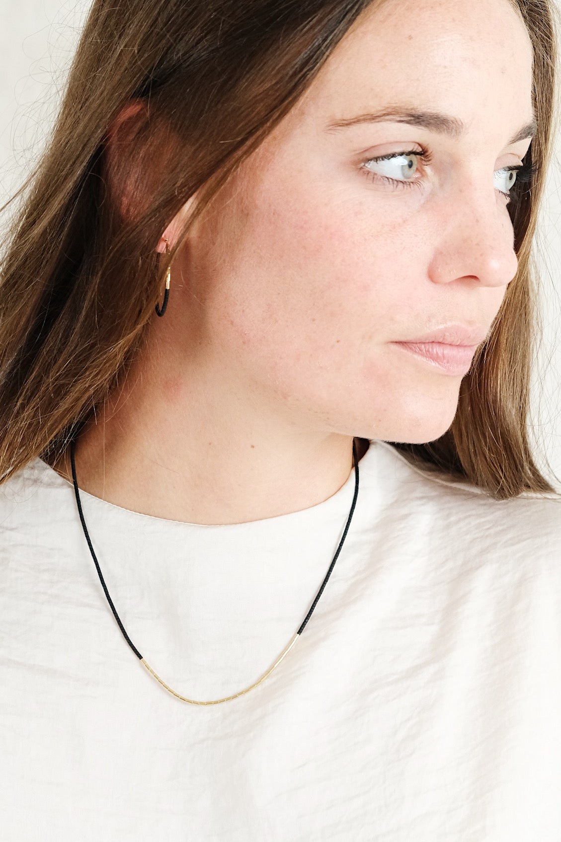Echtgold Kreolen SIREN - schwarz